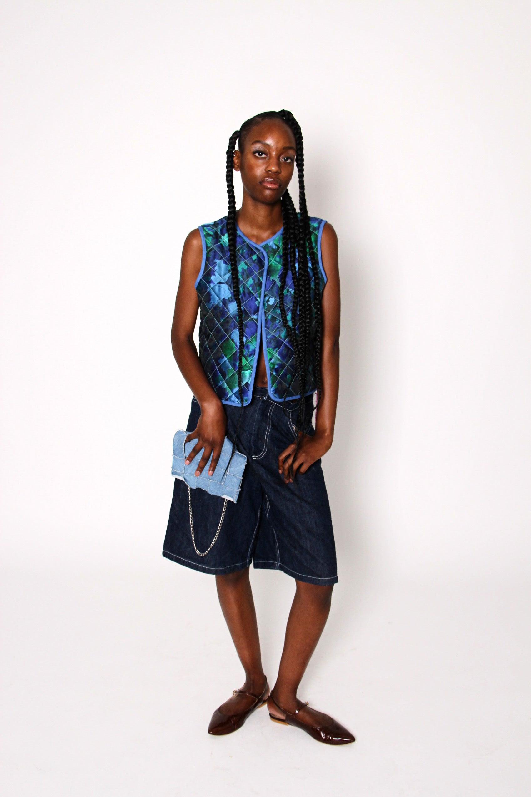 Sac en denim croisé effet destroy