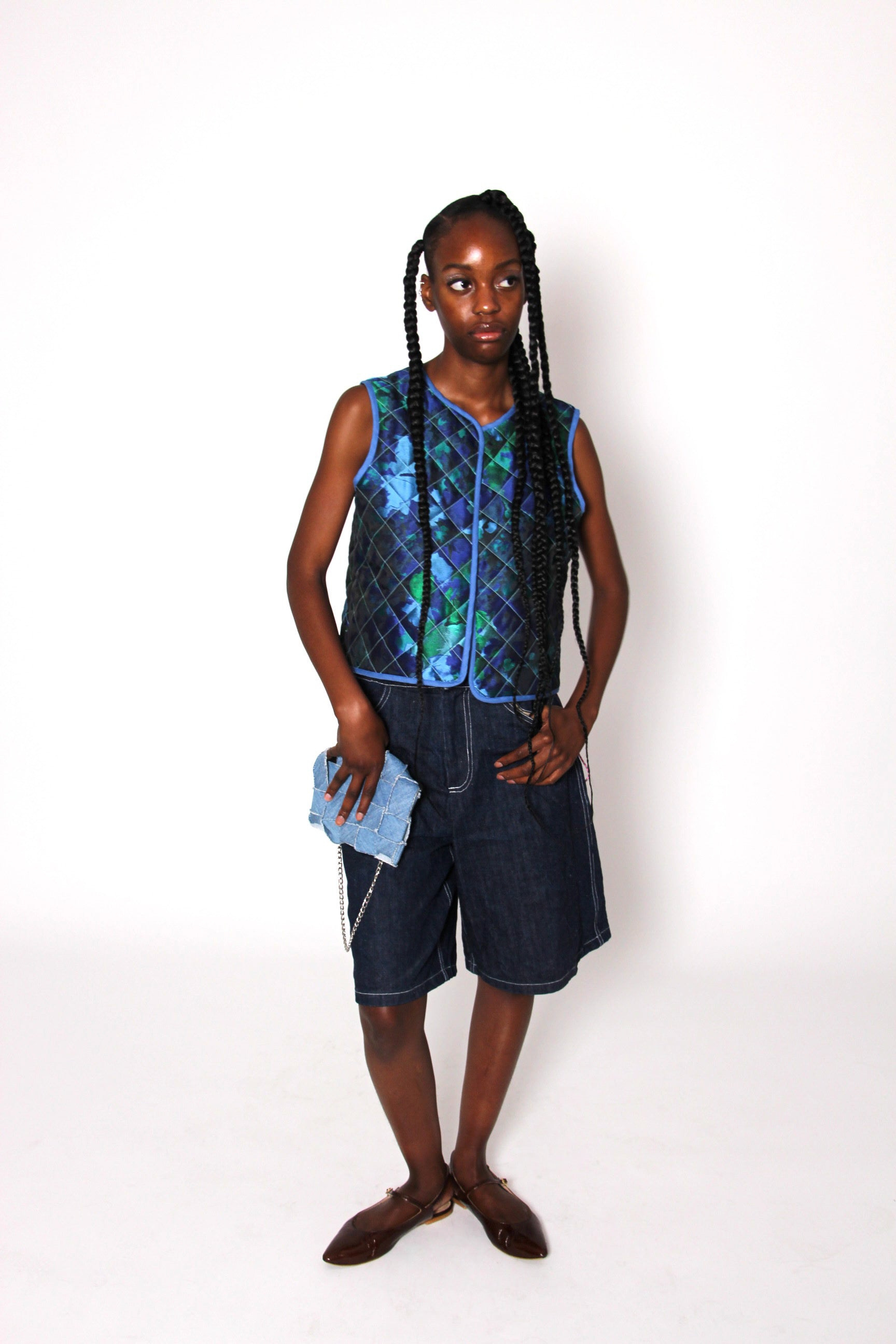 Sac en denim croisé effet destroy