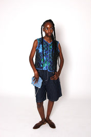 Sac en denim croisé effet destroy